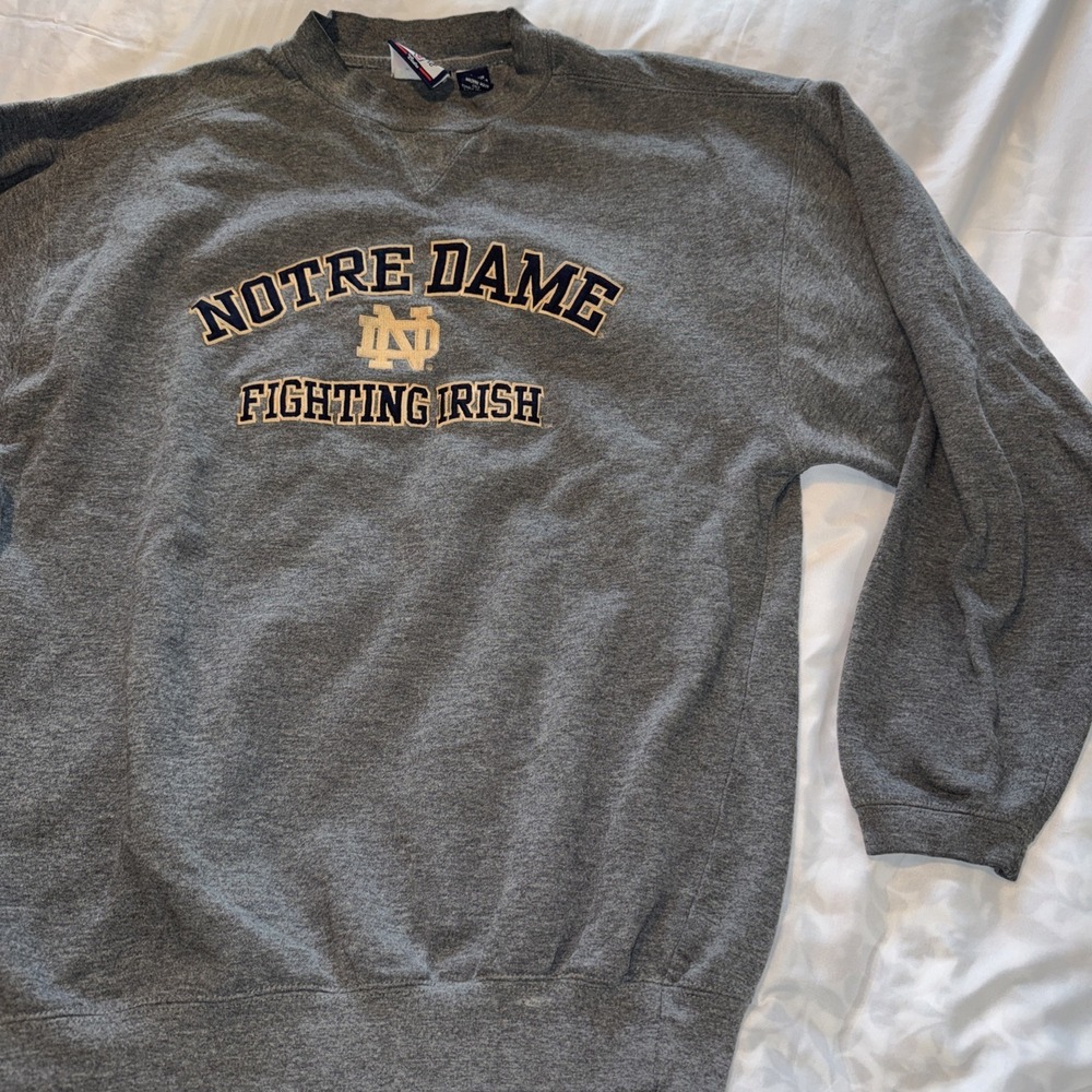 90s Notre Dame Fighting Irish Embroidered Crew Neck Gray Size L